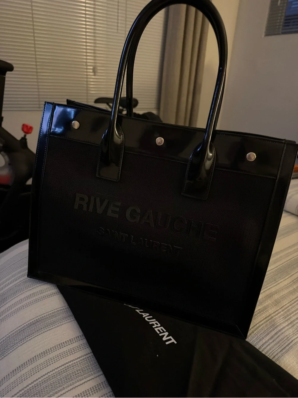 Saint Laurent Black Rive Gauche Tote